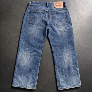 Levi's 569 Loose Straight Jeans 34x30 Blue Denim Faded Distressed